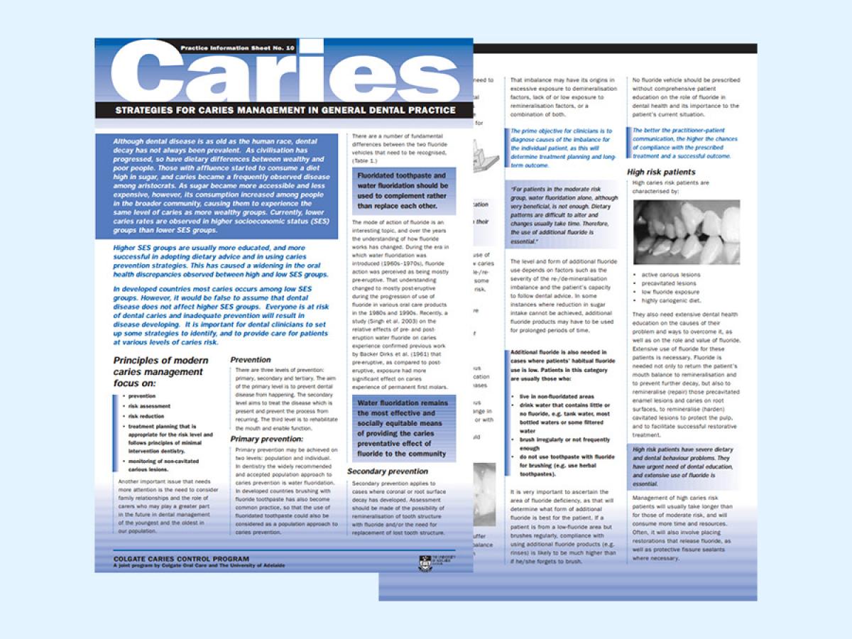 Screenshot of Caries Control Information Sheet No 10