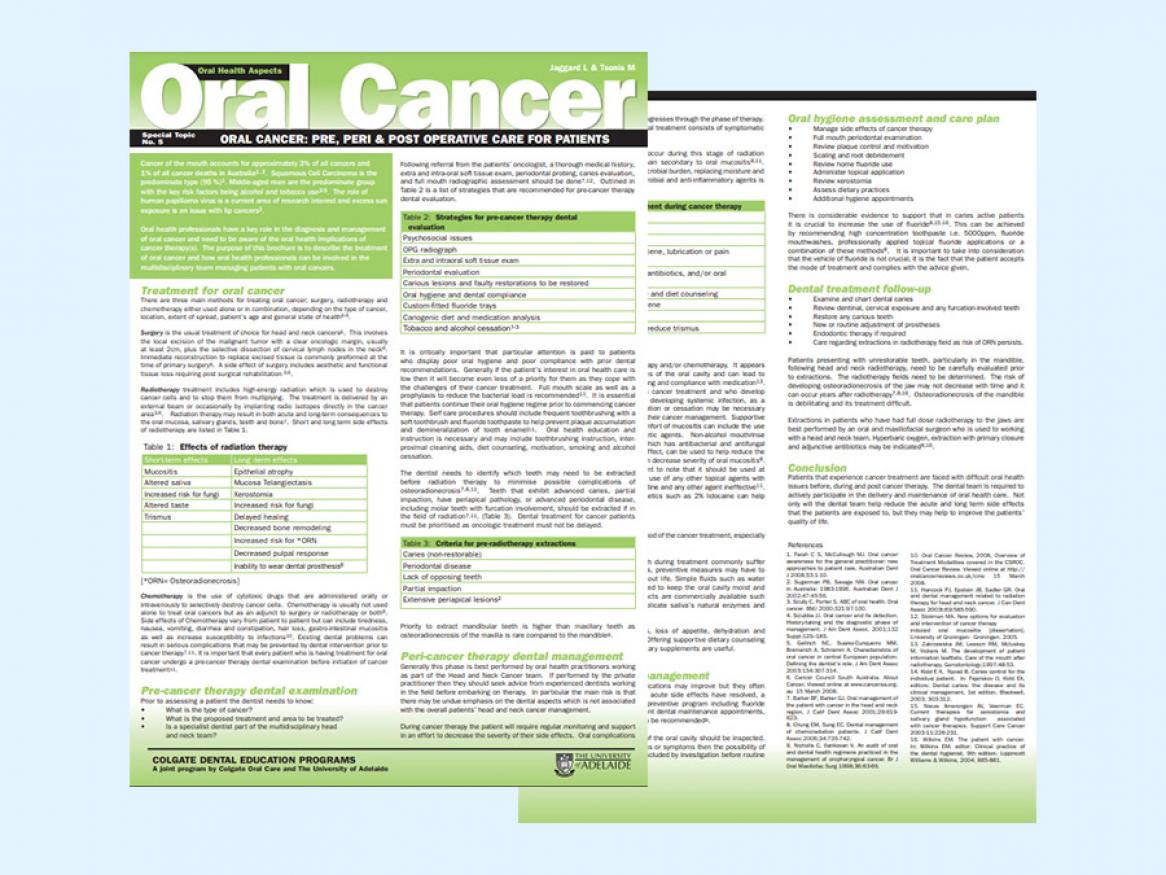 View the patient care sheet on oral cancer