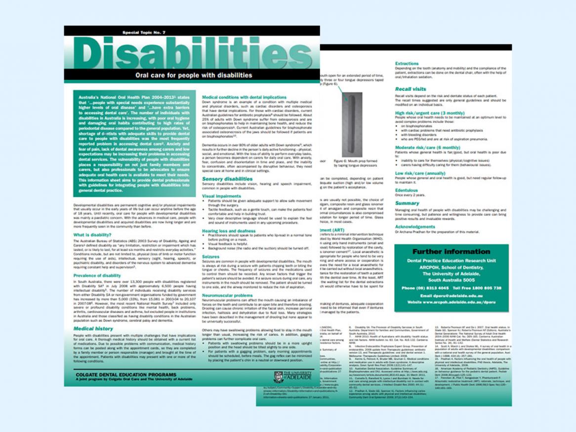 View the practice information sheet on oral care for people with disabilities