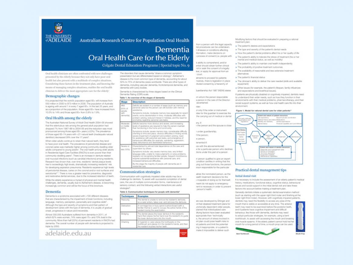 View the practice information sheet - dementia: oral health care for the elderly