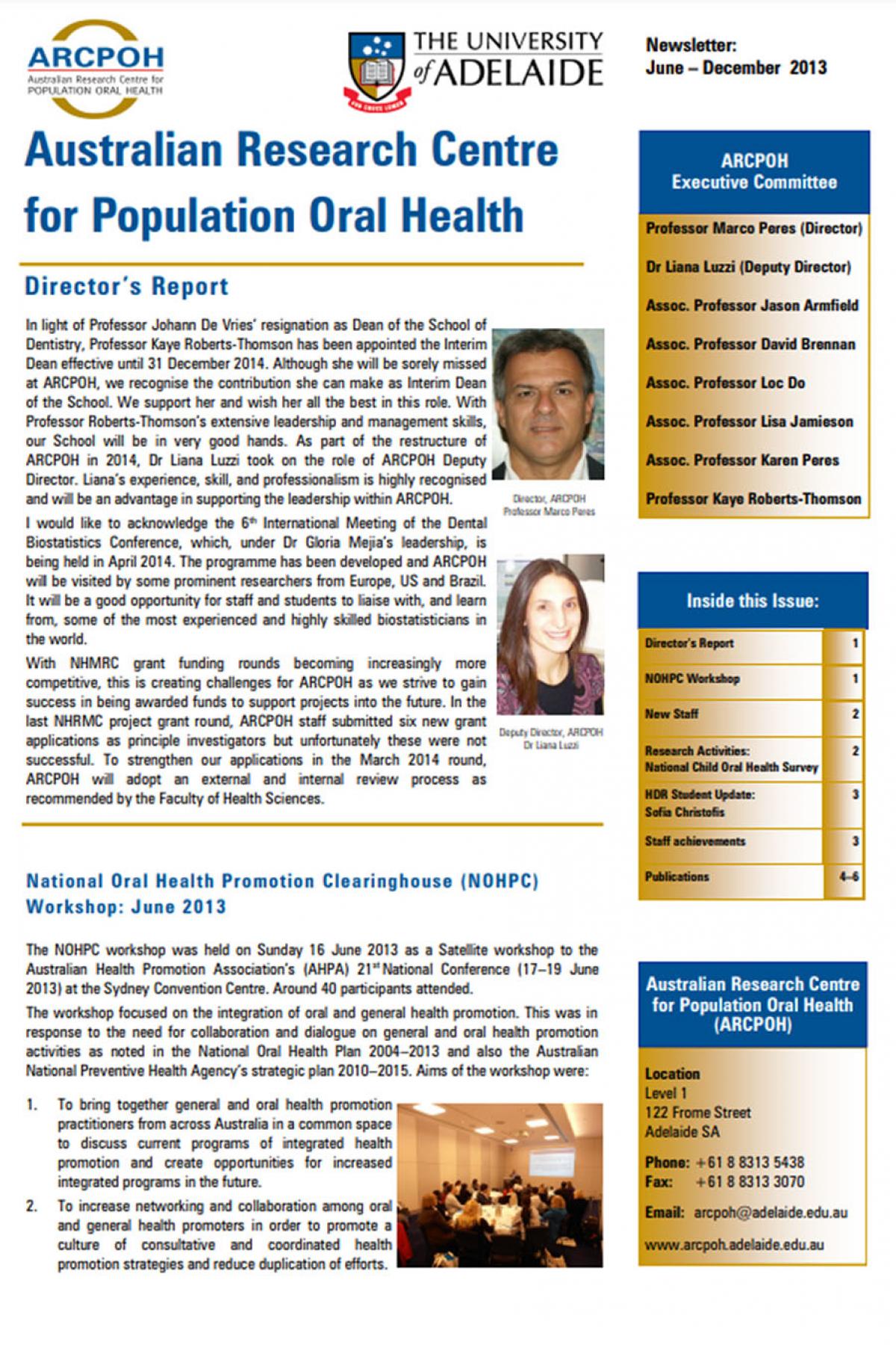 Click to open the PDF version of the E-Newsletter December 2013