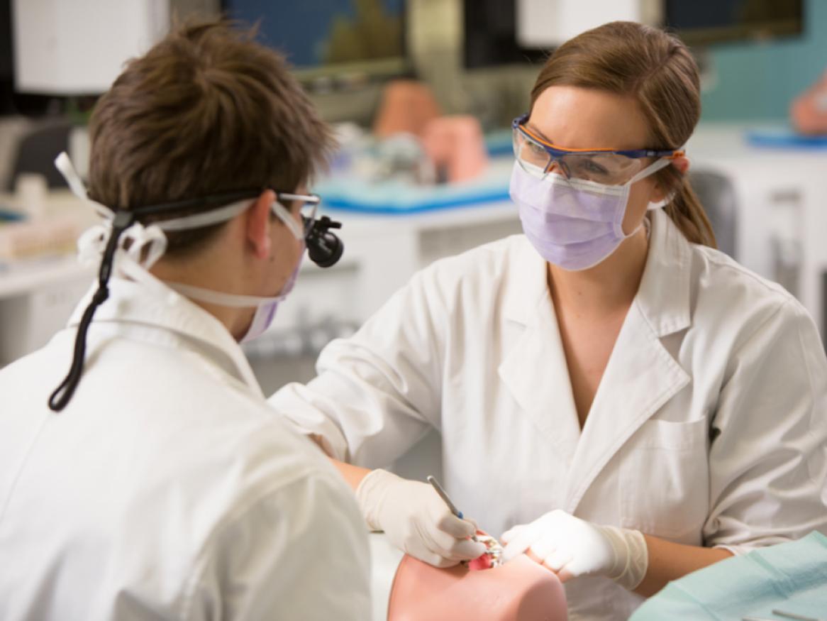 Dental students in the simulation clinic