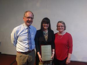 HDA Convenors Professors Michael Sawyer and Claire Roberts with Professor Helen Marshall with her Healthy Development Adelaide award.