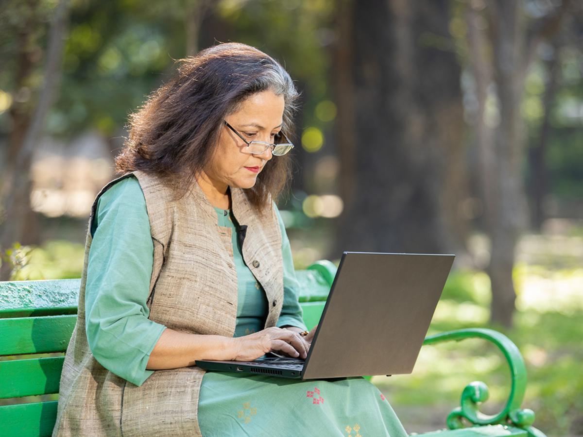Woman using a laptop