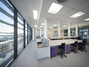 Empty research laboratory space with views over UniSA