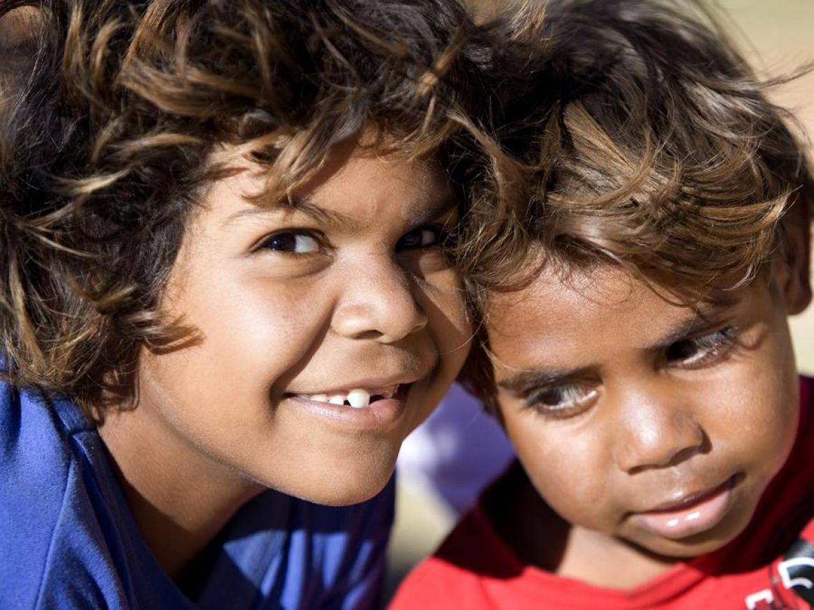 Close up image of two Indigenous children