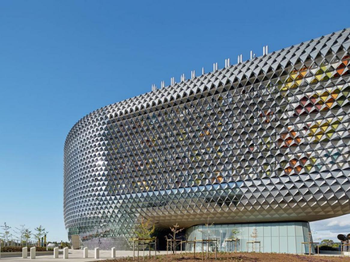 SAHMRI building with blue sky