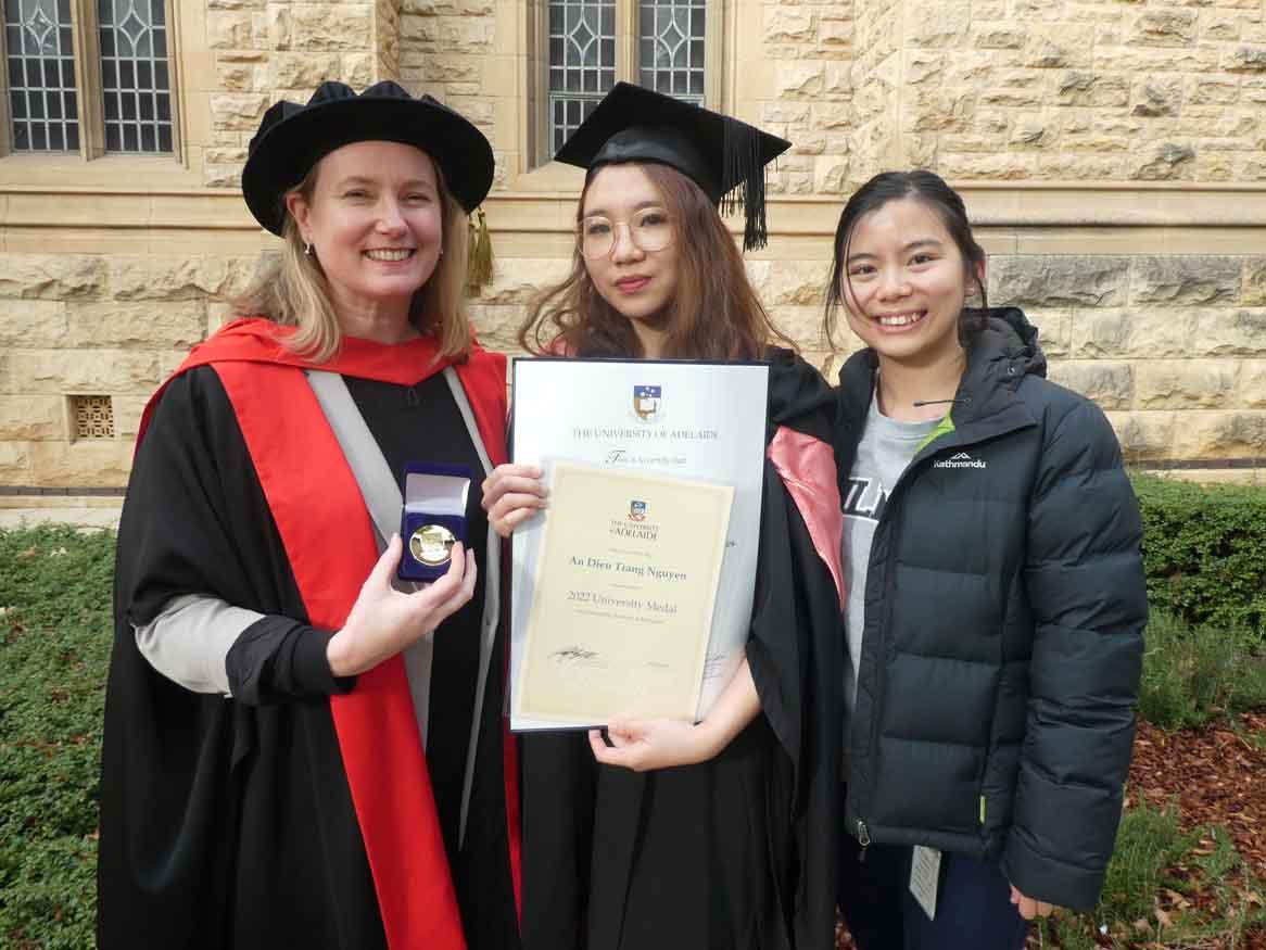 Pictured left to right: Professor Lisa Butler, Ms An Nguyen and Dr Shanice Mah